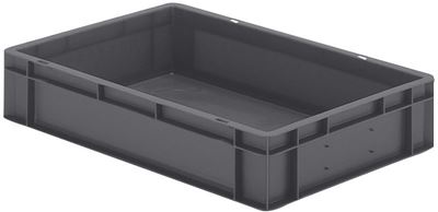 Plastback Teff med tät sida och botten, LxBxH 600x400x120 mm, grå, 5-pack