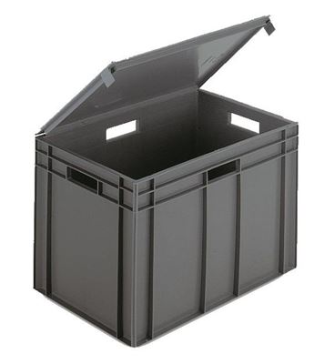 Transportback med lock Miko, 600x400x423 mm, 75 liter, grå