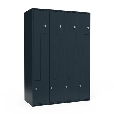 Z-skåp Fydor SMZ, BxDxH 1200x550x1752 mm, 8 dörrar i 4 skåp, plant tak, antracit