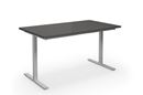 Bord DUO-T, rak skiva, LxB 1400x800 mm, mörkgrå/silver