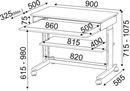 Datorbord Bill, bredd x djup 900 x 500 mm, höj- och sänkbart 715 – 1075 mm